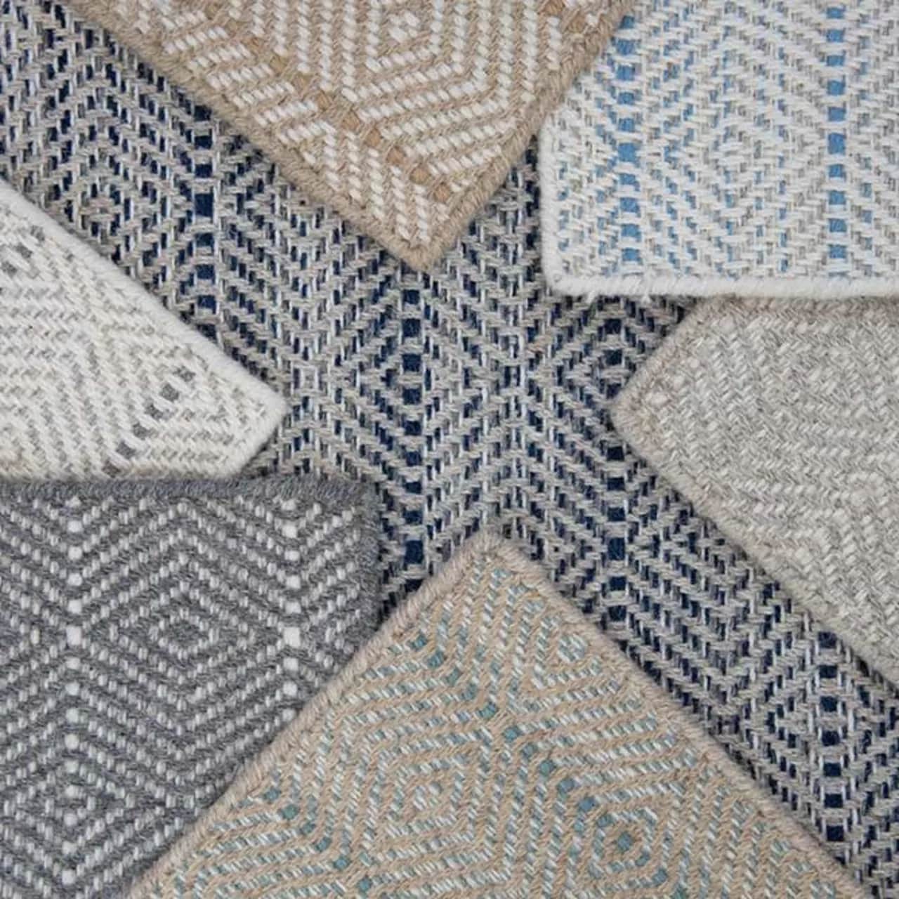 options: from classic neutrals to multitonal shades, cambria has a color for your design
from top, left to right: beige, light blue, limestone, eucalyptus, ash, gray (background: navy)