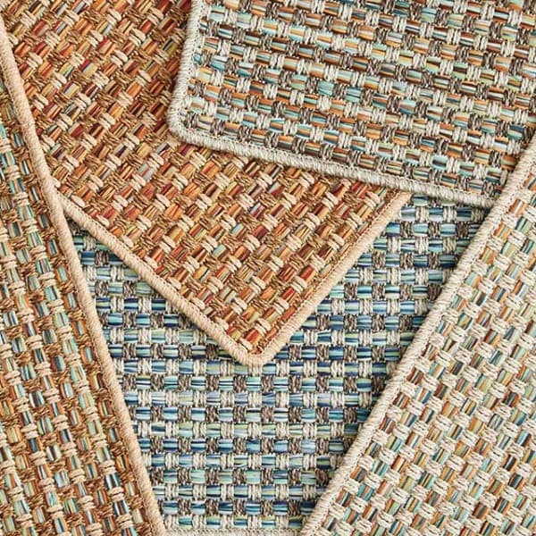 seaside colors: hints of teal & mango are threaded throughout costa maya's colorways