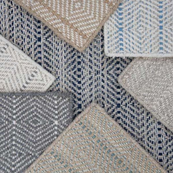 options: from classic neutrals to multitonal shades, cambria has a color for your design
from top, left to right: beige, light blue, limestone, eucalyptus, ash, gray (background: navy)